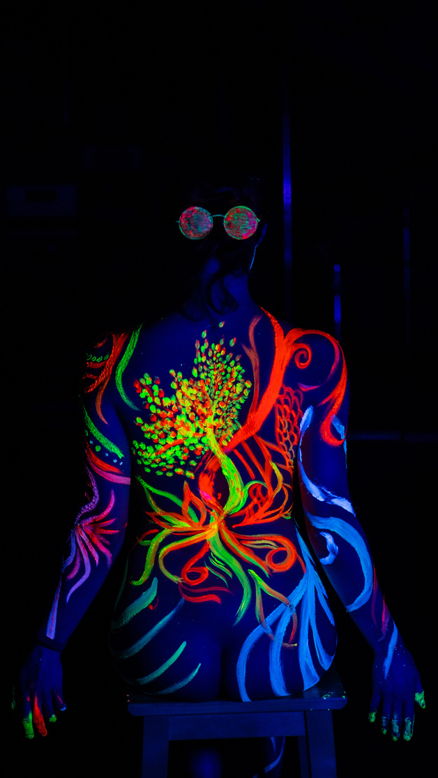 UV Body Paint on a Female's Body
